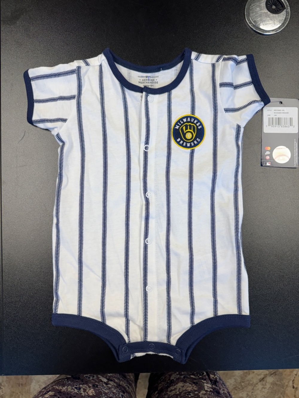 Genuine Merchandise White and Navy Milwaukee Brewers Baby Romper
